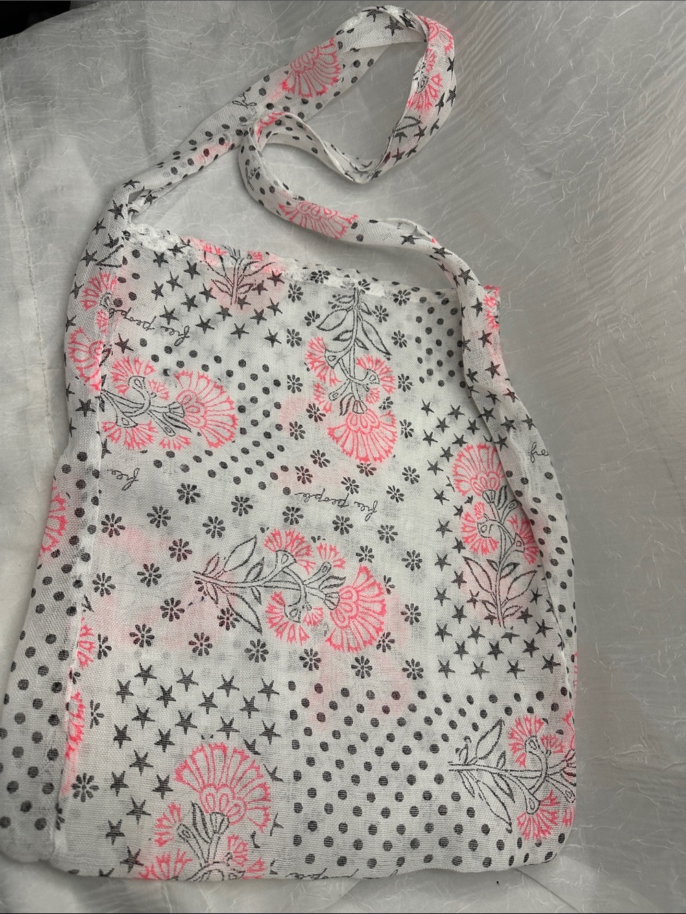 Free People Bag with Pink Floral & Black Dot Pattern